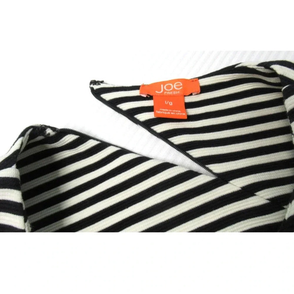 JOE FRESH Fit Flare Dress Black White Stripes Sleeveless Size Large Cotton Blend - Picture 10 of 10